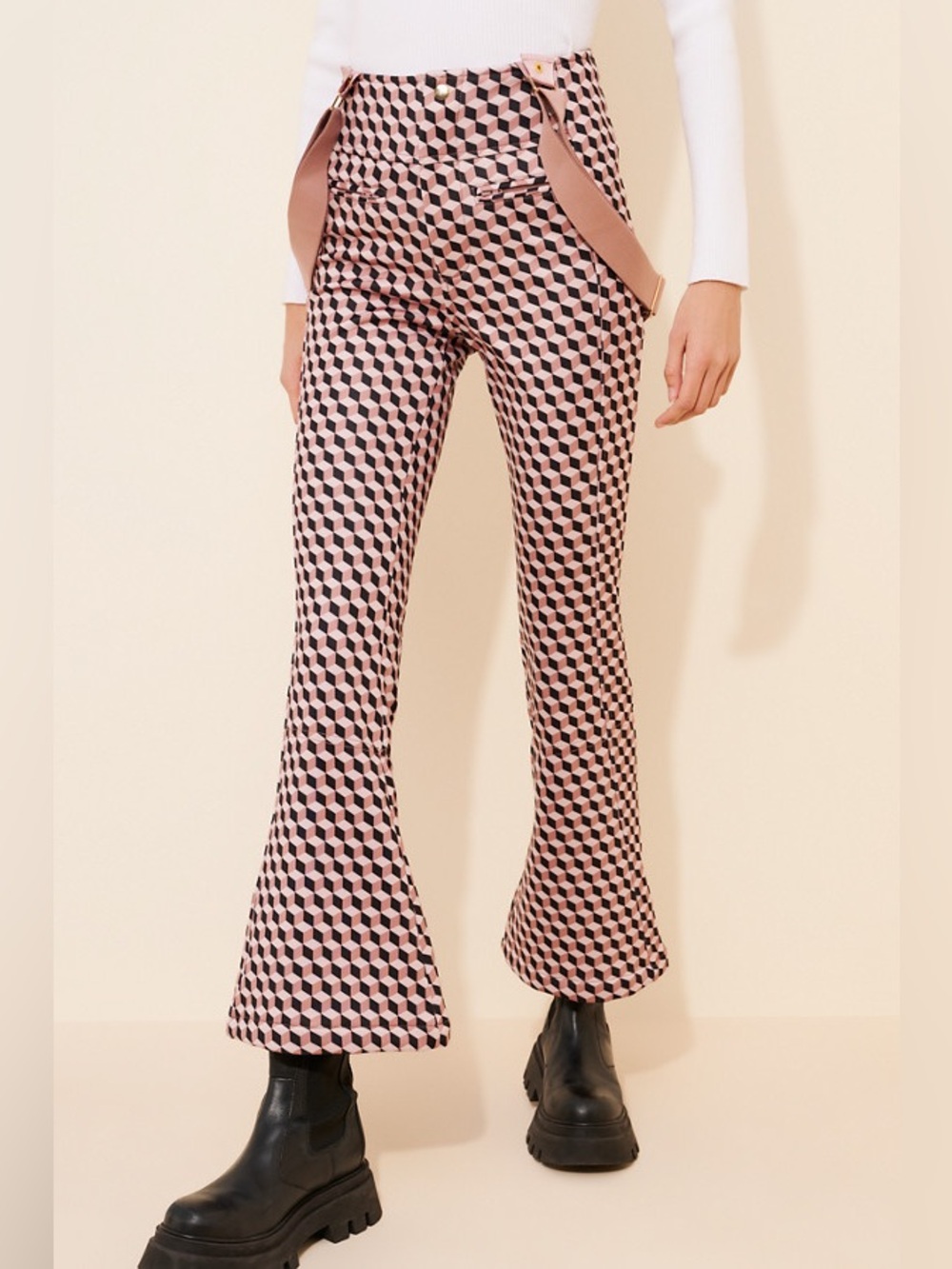 Cynthia Rowley Printed Stretch Ski Pants - Geometric Flare